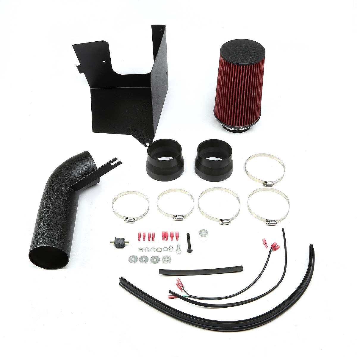 96-00 Chevy GMC C/K Series Tahoe Yukon 5.0L 5.7L Aluminum Air Intake w/Heat Shield+Filter - Black