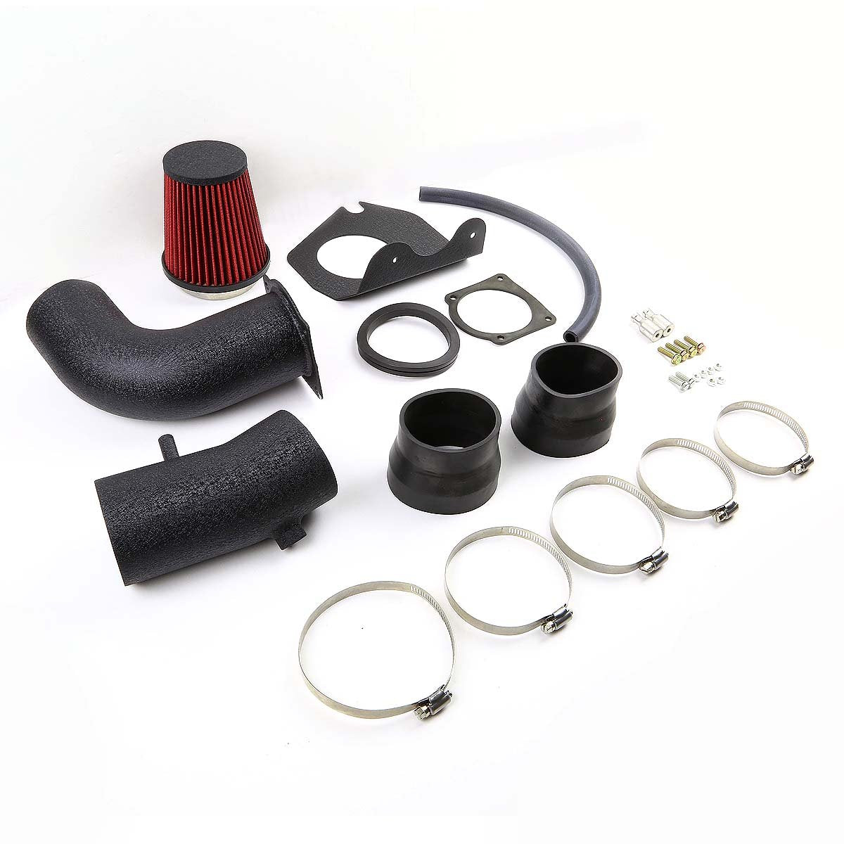 94-95 Ford Mustang 5.0L Aluminum Cold Air Intake w/Heat Shield+Filter - Black