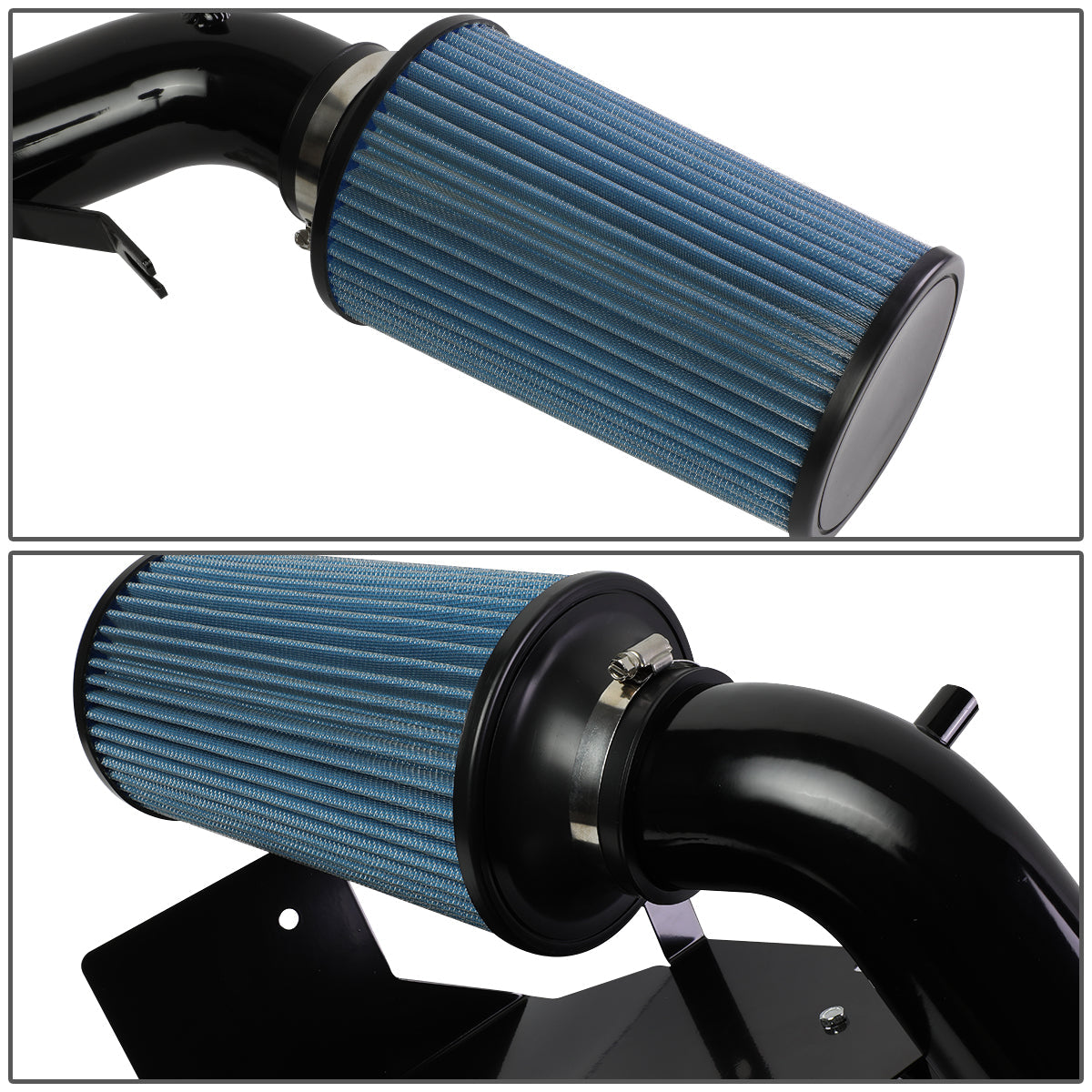 02-03 Jeep Liberty 3.7L V6 Black Cold Air Intake w/Heat Shield+Cone Filter