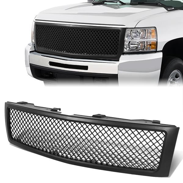 07-13 Chevy Silverado 1500 Front Grille - Badgeless Matte Black