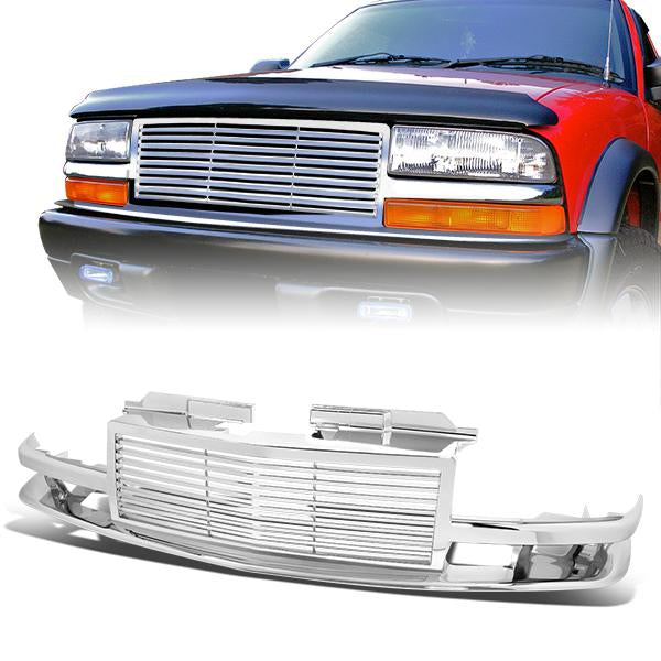 98-04 Chevy S10 Blazer Front Grille - Badgeless Style - Chrome