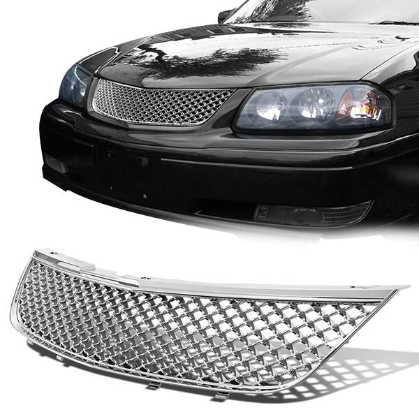 00-05 Chevy Impala Front Grille - Badgeless Diamond Mesh - Chrome