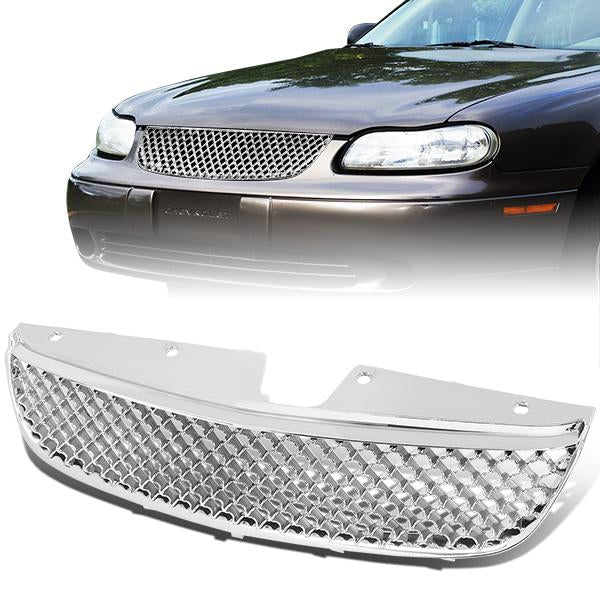 97-99 Chevy Malibu Front Grille - Badgeless Diamond Mesh - Chrome