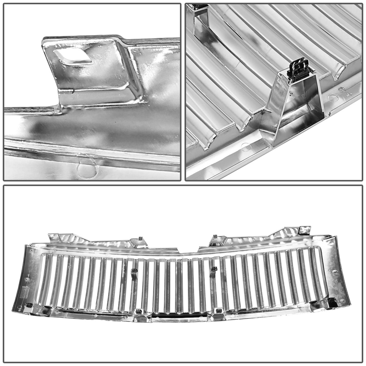 07-13 Chevy Silverado 1500 Front Grille - Badgeless Vertical Fence Style - Chrome