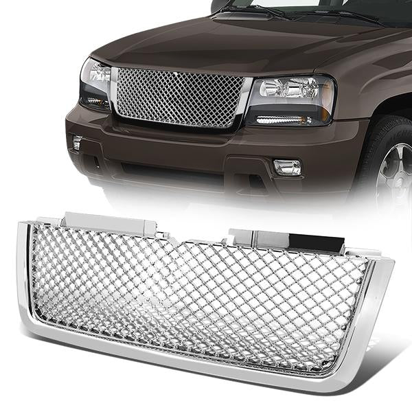 06-09 Chevy Trailblazer LT Front Grille - Badgeless Diamond Mesh - Chrome