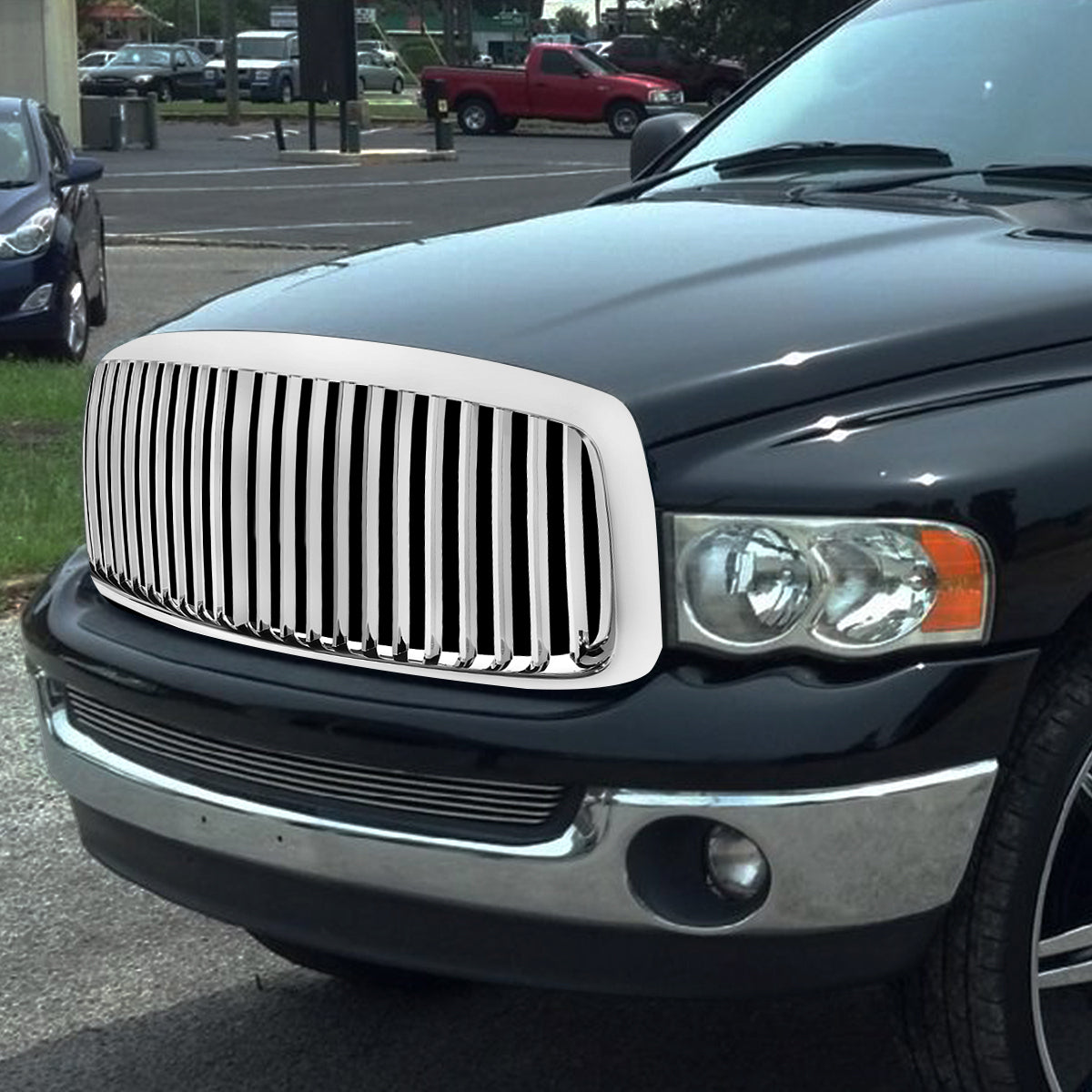 02-05 Dodge Ram 1500 2500 3500 Front Grille - Badgeless Vertical Style - Chrome