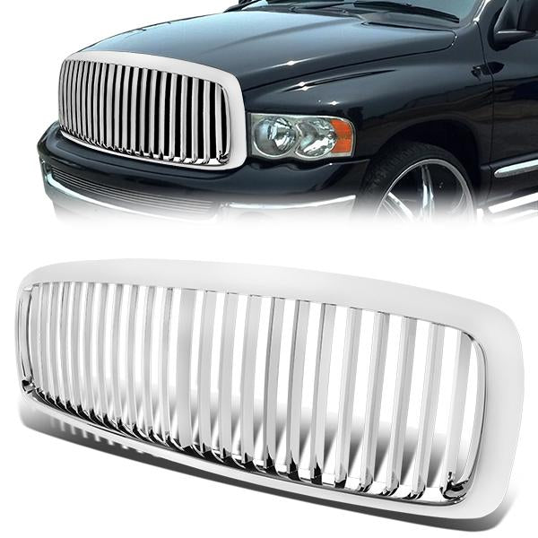 02-05 Dodge Ram 1500 2500 3500 Front Grille - Badgeless Vertical Style - Chrome