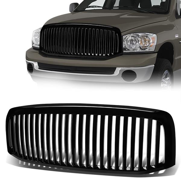 06-08 Dodge Ram 1500 2500 3500 Front Grille - Badgeless Vertical Style - Black