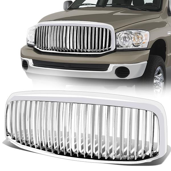 06-08 Dodge Ram 1500 2500 3500 Front Grille - Badgeless Vertical Style - Chrome