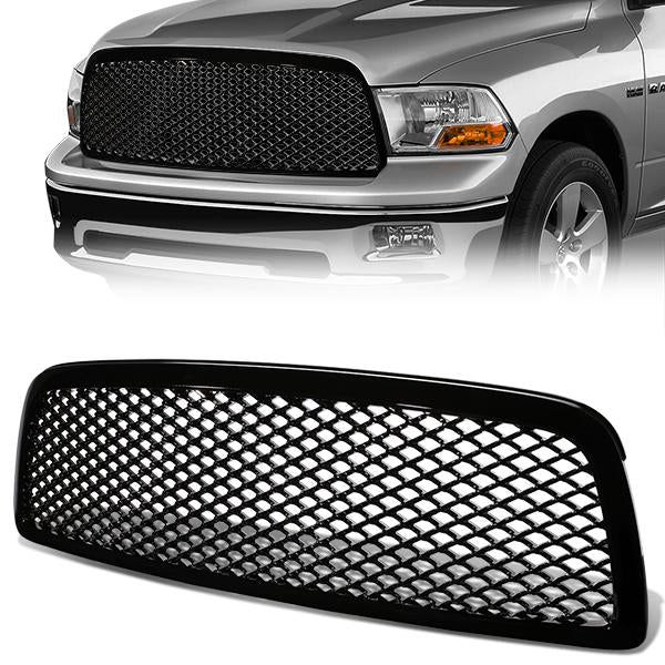 09-12 Dodge Ram 1500 Front Grille - Badgeless Diamond Mesh - Black