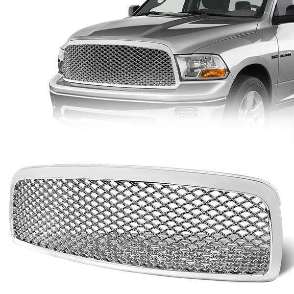 09-12 Dodge Ram 1500 Front Grille - Badgeless Diamond Mesh - Chrome