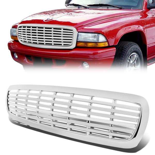 97-04 Dodge Dakota 98-03 Durango Front Grille - Horizontal Fence Mesh - Chrome