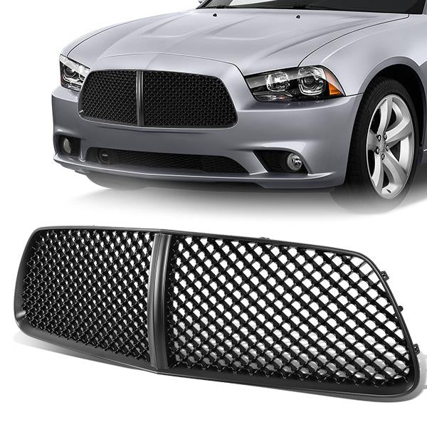 11-14 Dodge Charger Front Grille - Badgeless Diamond Mesh - Black