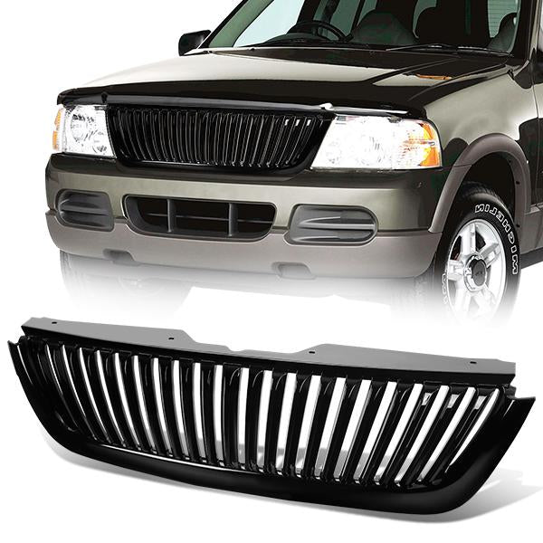 02-05 Ford Explorer U152 Front Grille - Badgeless Vertical Fence Style - Black