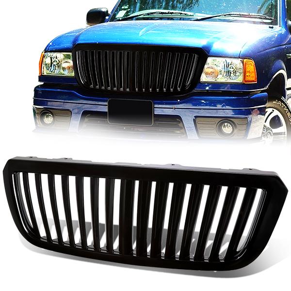 04-05 Ford Ranger Front Grille - Badgeless Vertical Fence Style - Black