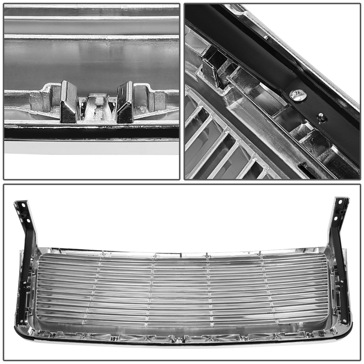 04-08 Ford F150 Lincoln Mark LT Front Grille - Horizontal Fence Mesh - Chrome