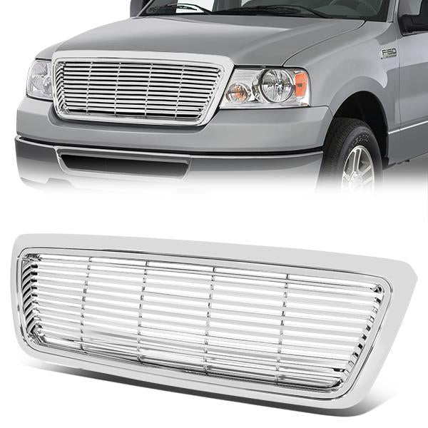 04-08 Ford F150 Lincoln Mark LT Front Grille - Horizontal Fence Mesh - Chrome