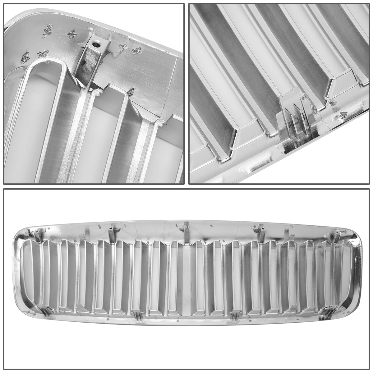 98-07 Ford Crown Victoria Front Grille - Badgeless Vertical Fence Style - Chrome