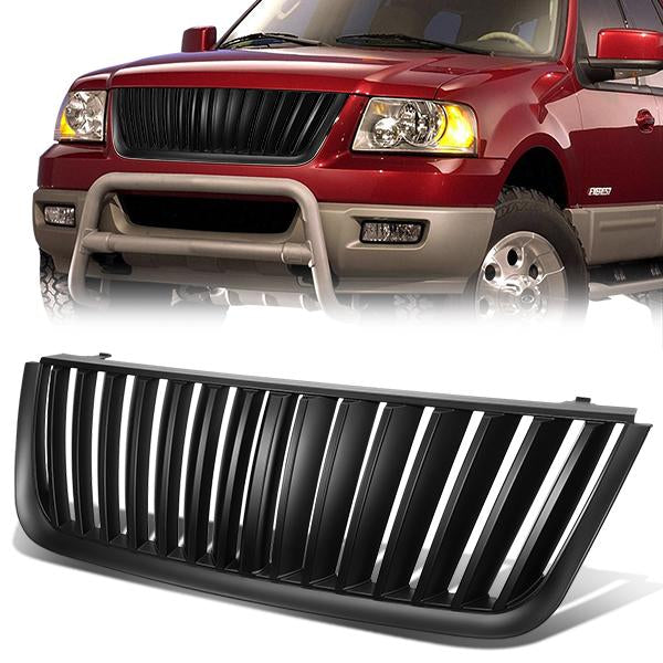 03-06 Ford Expedition Front Grille - Badgeless Vertical Fence Style - Black