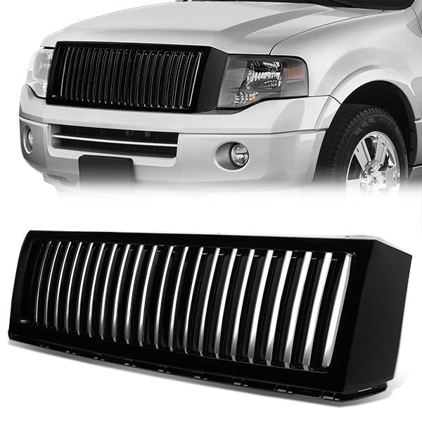 07-09 Ford Expedition U324 T1 Front Grille - Badgeless Vertical Fence Style - Black