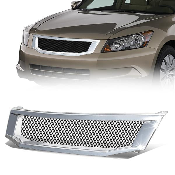 08-10 Honda Accord Sedan Front Grille - Badgeless Diamond Mesh - Chrome