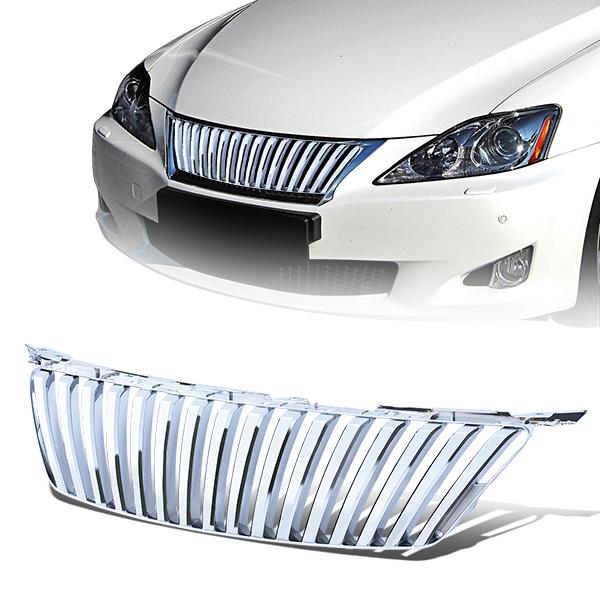 06-08 Lexus IS250 IS350 Front Grille - Badgeless Vertical Fence Style - Chrome