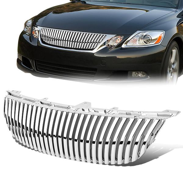 06-07 Lexus GS300 GS350 GS430 GS450H Front Grille - Badgeless Vertical Fence Style - Chrome