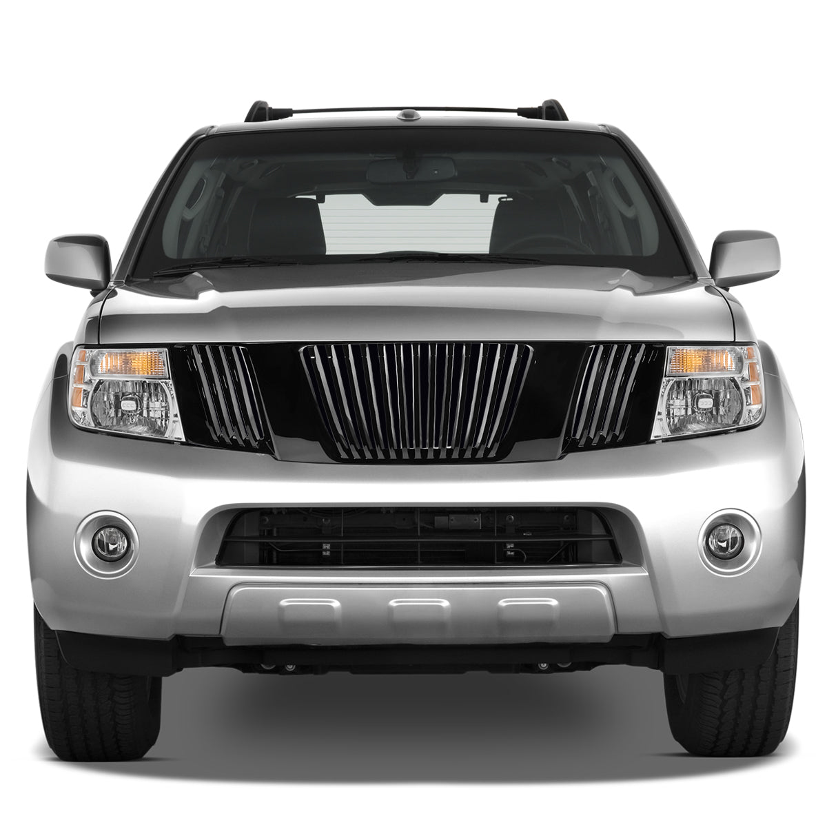 05-08 Nissan Frontier Pathfinder Front Grille - Vertical Fence Style - Black