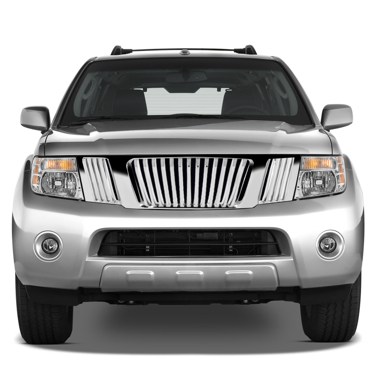 05-08 Nissan Frontier Pathfinder Front Grille - Vertical Fence Style - Chrome