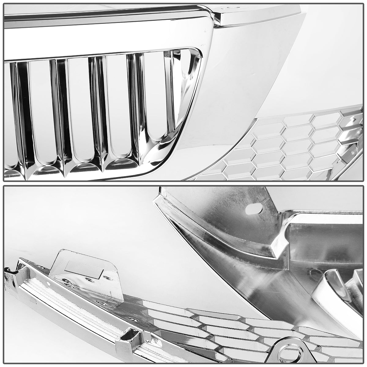 07-09 Honda CR-V Front Grille - Badgeless Vertical Fence Style - Chrome