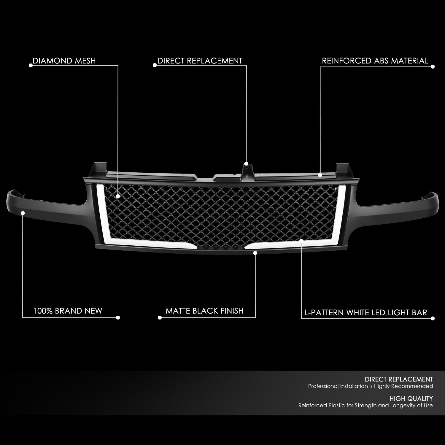 99-02 Chevy Silverado 00-06 Suburban Tahoe LED DRL Front Grille - Honeycomb Mesh