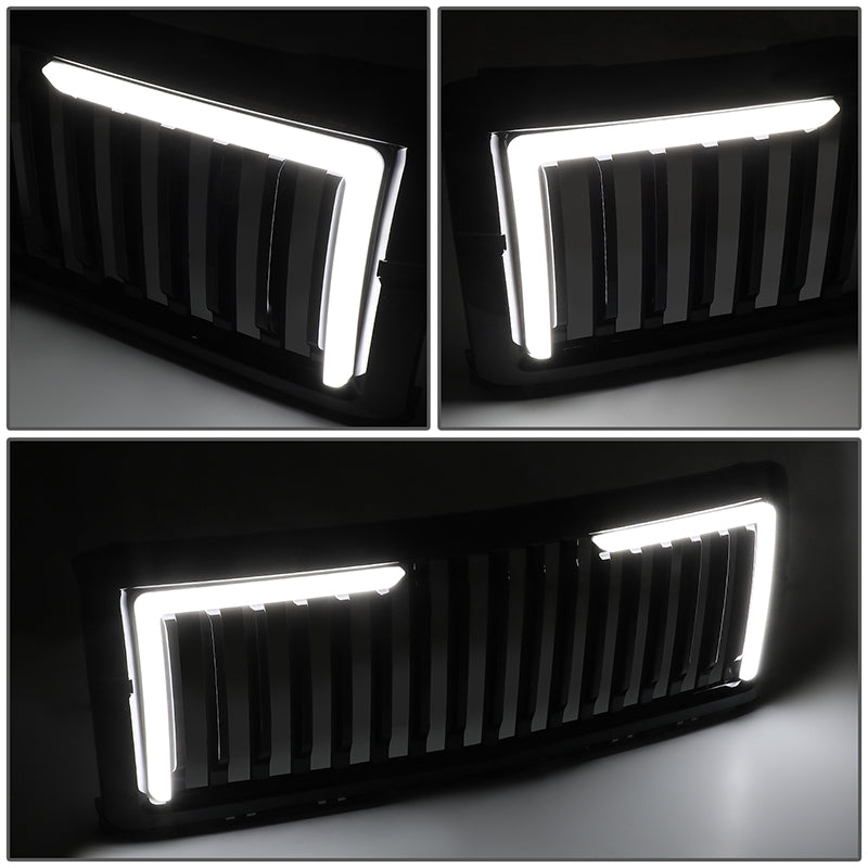 14-15 Chevrolet Silverado 1500 Front Grille + LED Bar - Badgeless Vertical Slat Style