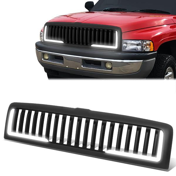 94-01 Dodge Ram 1500 94-02 Ram 2500 3500 LED DRL Front Grille - Vertical Fence Style - Matte