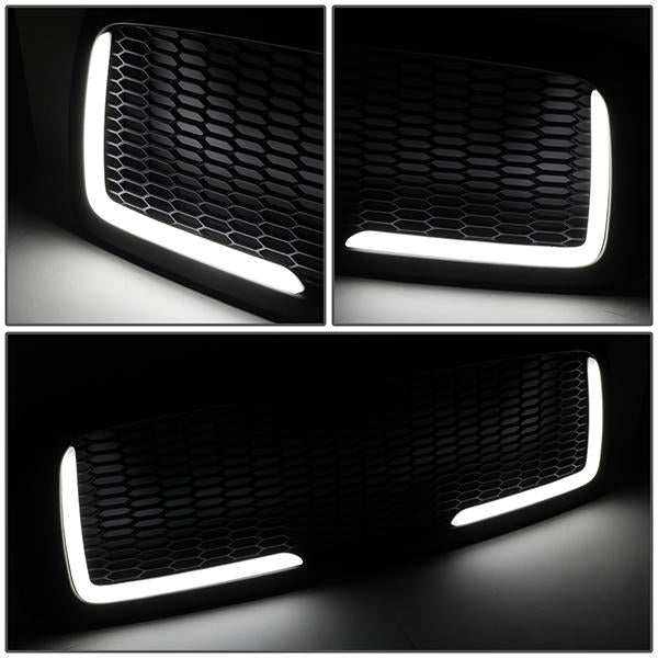 02-05 Dodge Ram 1500 2500 3500 LED DRL Front Grille - Honeycomb Mesh - Matte Black