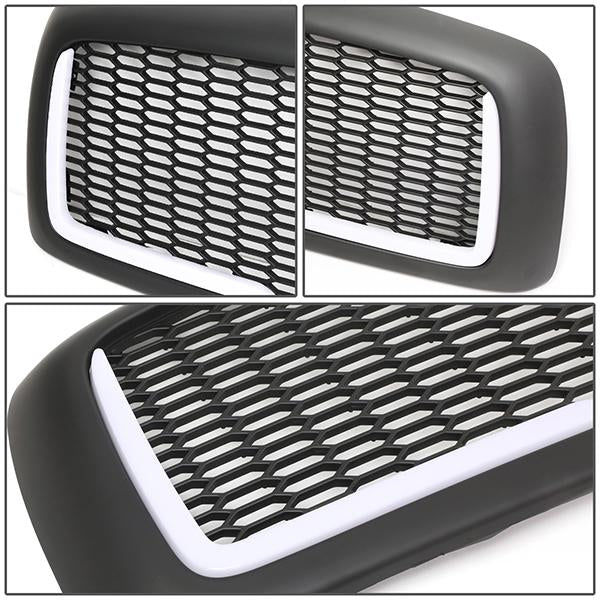 02-05 Dodge Ram 1500 2500 3500 LED DRL Front Grille - Honeycomb Mesh - Matte Black