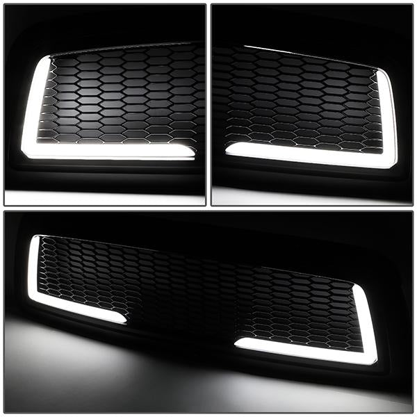 09-12 Ram 1500 LED DRL Front Grille - Badgeless Honeycomb Mesh - Gloss Black