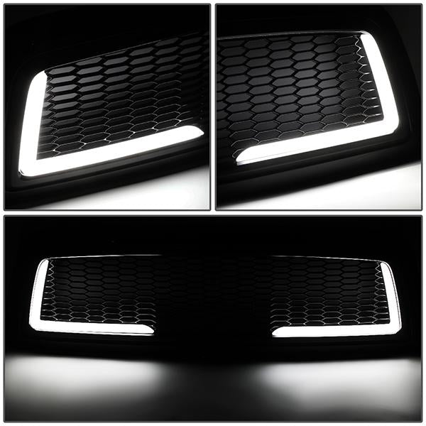 09-12 Ram 1500 LED DRL Front Grille - Badgeless Honeycomb Mesh - Gloss Black