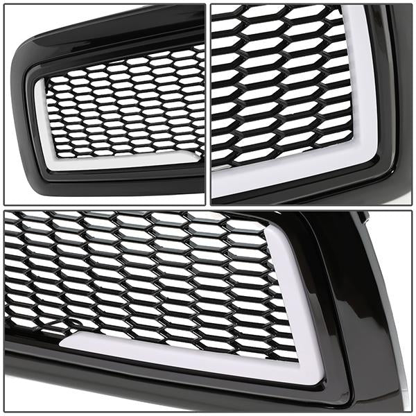 09-12 Ram 1500 LED DRL Front Grille - Badgeless Honeycomb Mesh - Gloss Black