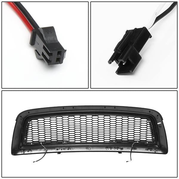 09-12 Ram 1500 LED DRL Front Grille - Badgeless Honeycomb Mesh - Gloss Black