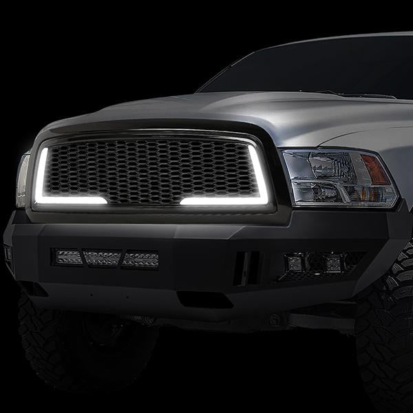 09-12 Ram 1500 LED DRL Front Grille - Badgeless Honeycomb Mesh - Gloss Black