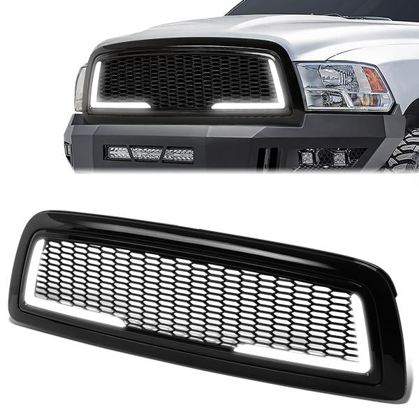 09-12 Ram 1500 LED DRL Front Grille - Badgeless Honeycomb Mesh - Gloss Black