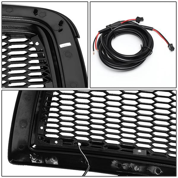 09-12 Ram 1500 LED DRL Front Grille - Badgeless Honeycomb Mesh - Matte Black