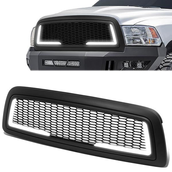 09-12 Ram 1500 LED DRL Front Grille - Badgeless Honeycomb Mesh - Matte Black