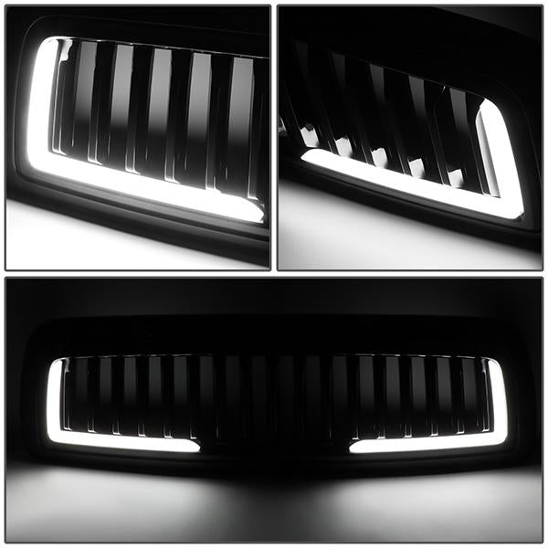 09-12 Ram 1500 LED DRL Front Grille - Badgeless Vertical Fence Style - Gloss Black