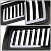 09-12 Ram 1500 LED DRL Front Grille - Badgeless Vertical Fence Style - Gloss Black