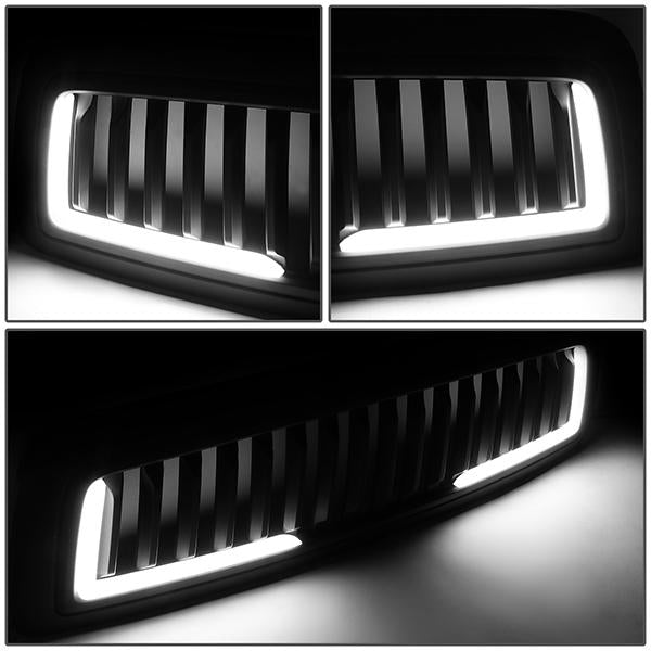 09-12 Ram 1500 LED DRL Front Grille - Badgeless Vertical Fence Style - Matte Black