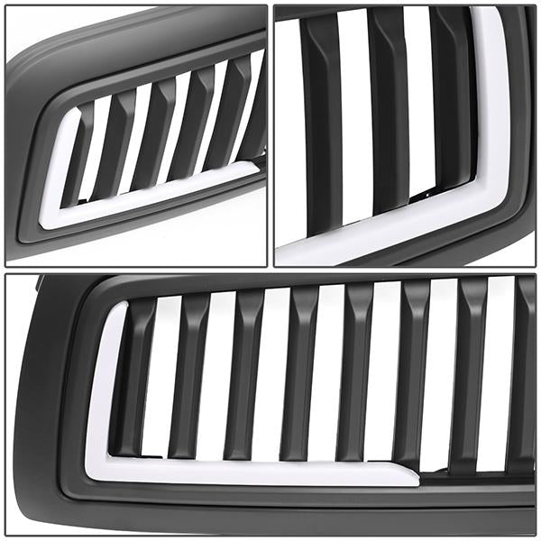 09-12 Ram 1500 LED DRL Front Grille - Badgeless Vertical Fence Style - Matte Black