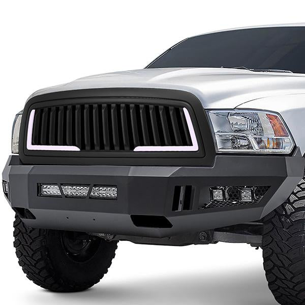 09-12 Ram 1500 LED DRL Front Grille - Badgeless Vertical Fence Style - Matte Black