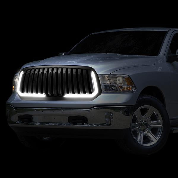 13-19 Ram Truck 1500 & Classic LED DRL Front Grille - Badgeless Vertical - Matte Black