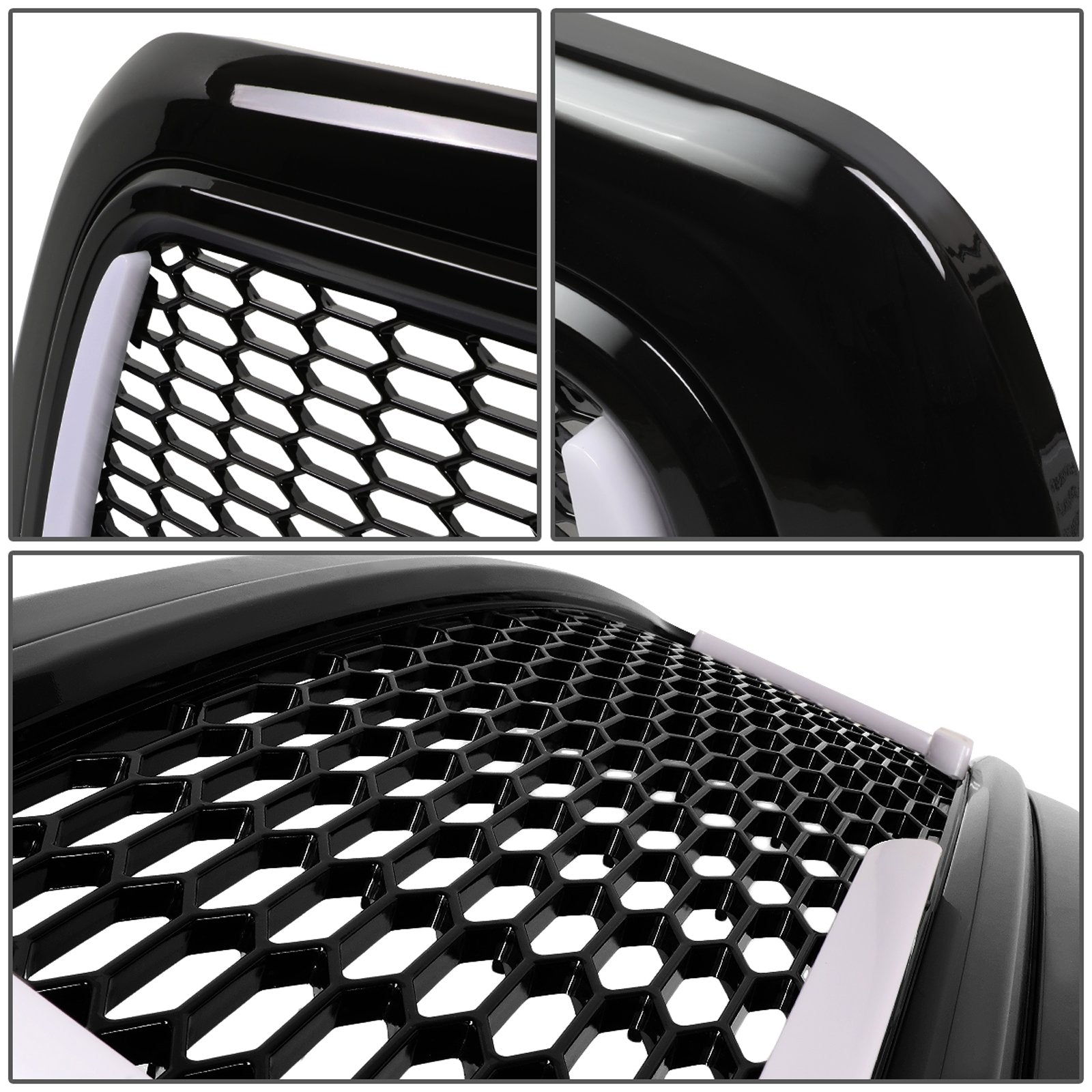 10-18 Ram 2500 3500 LED DRL Front Grille - Badgeless Honeycomb Mesh